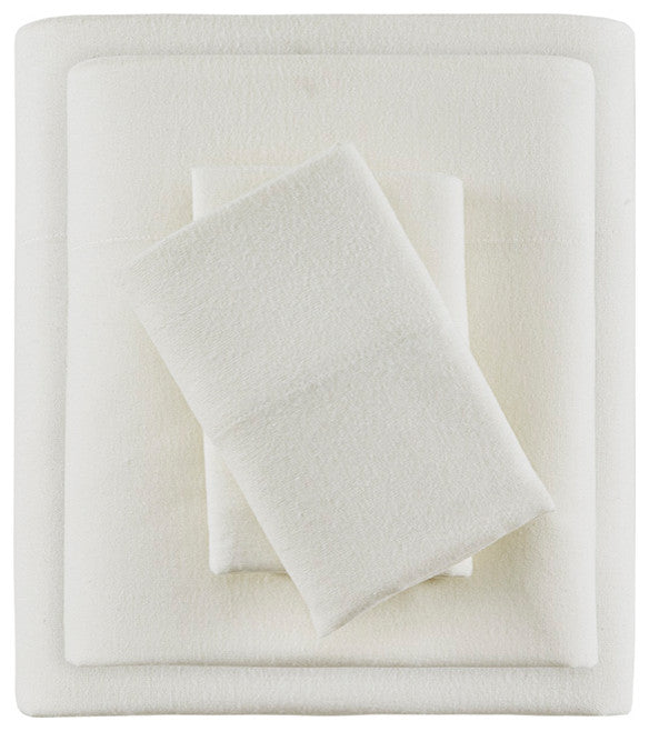 True North by Sleep Philosophy Cotton Flannel Winter Sheet Set, Ivory