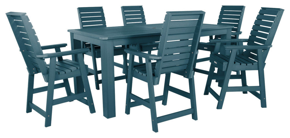 Weatherly 7-Piece Rectangle Counter-Height Dining Set, Nantucket Blue
