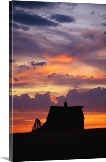"Barn at Sunset " Canvas Art, 16"x24"x1.25"