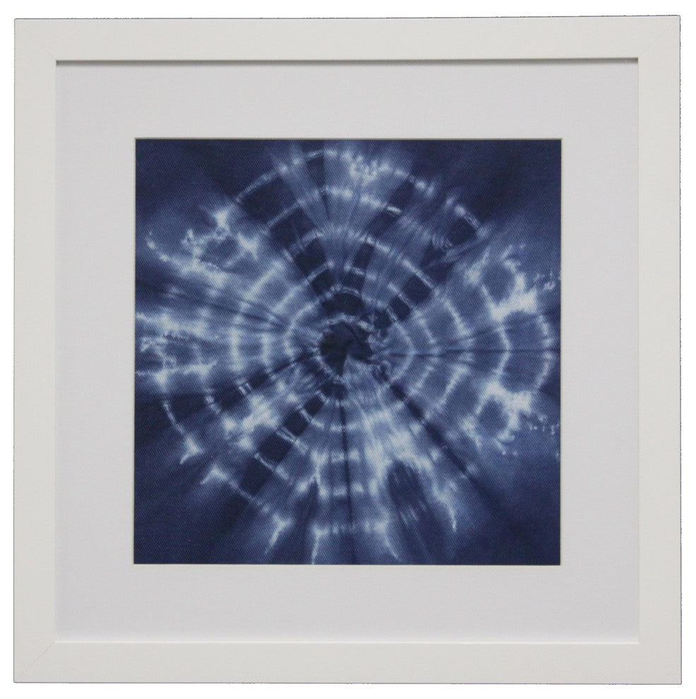 Shibori Indigo 2 Matted, White Frame