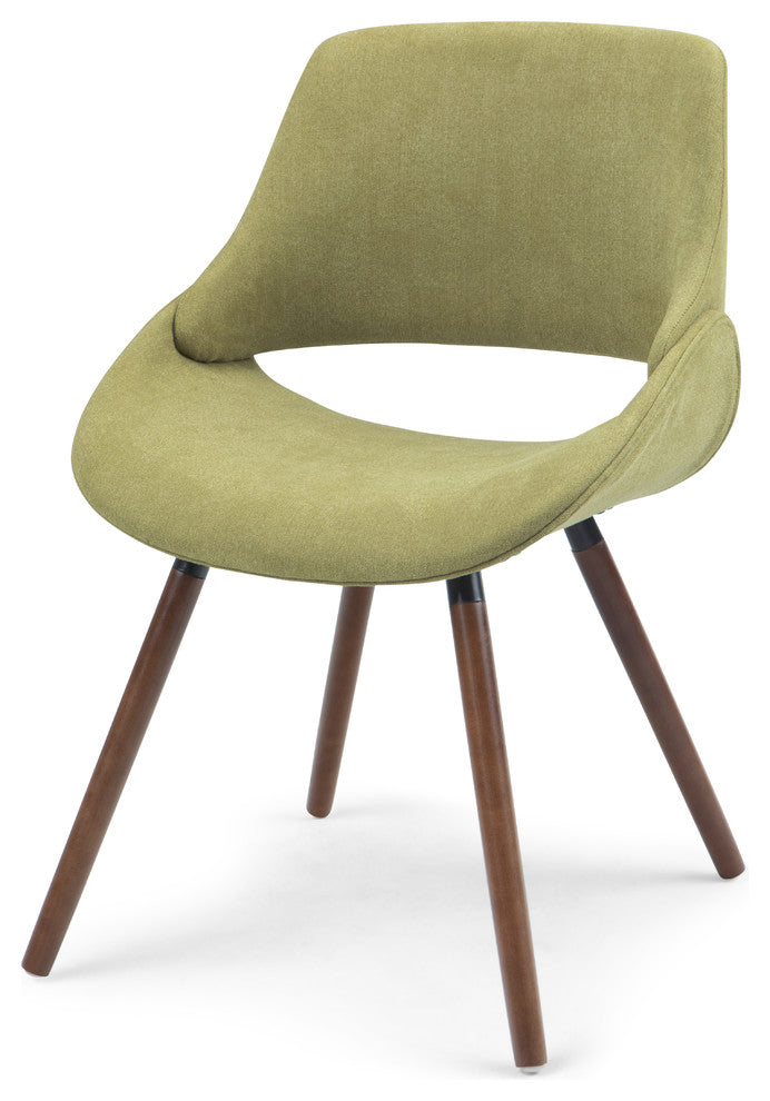 Malden Mid Century Modern Bentwood Dining Chair In Acid Green Woven Fabric