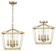 4-Light Dual Mount Pendat Lantern in Aged Brass
