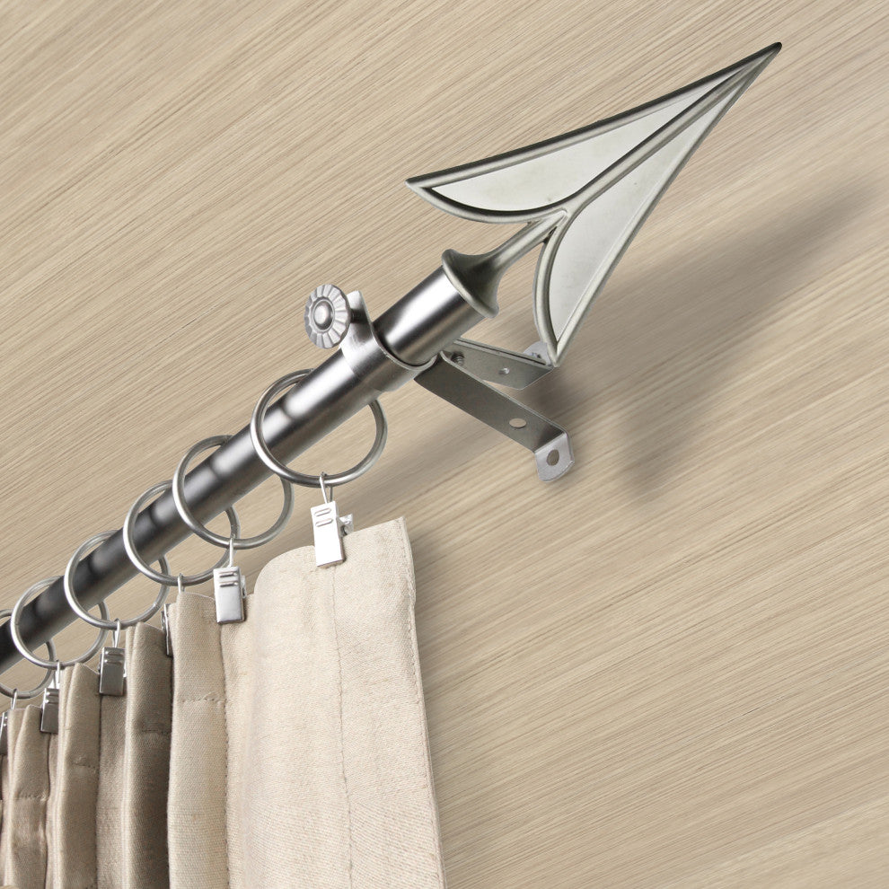 Spear 13/16" Diameter Curtain Rod, Satin Nickel, 18-28"