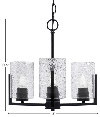 Atlas 3-Light Chandelier, Matte Black/Smoke Bubble