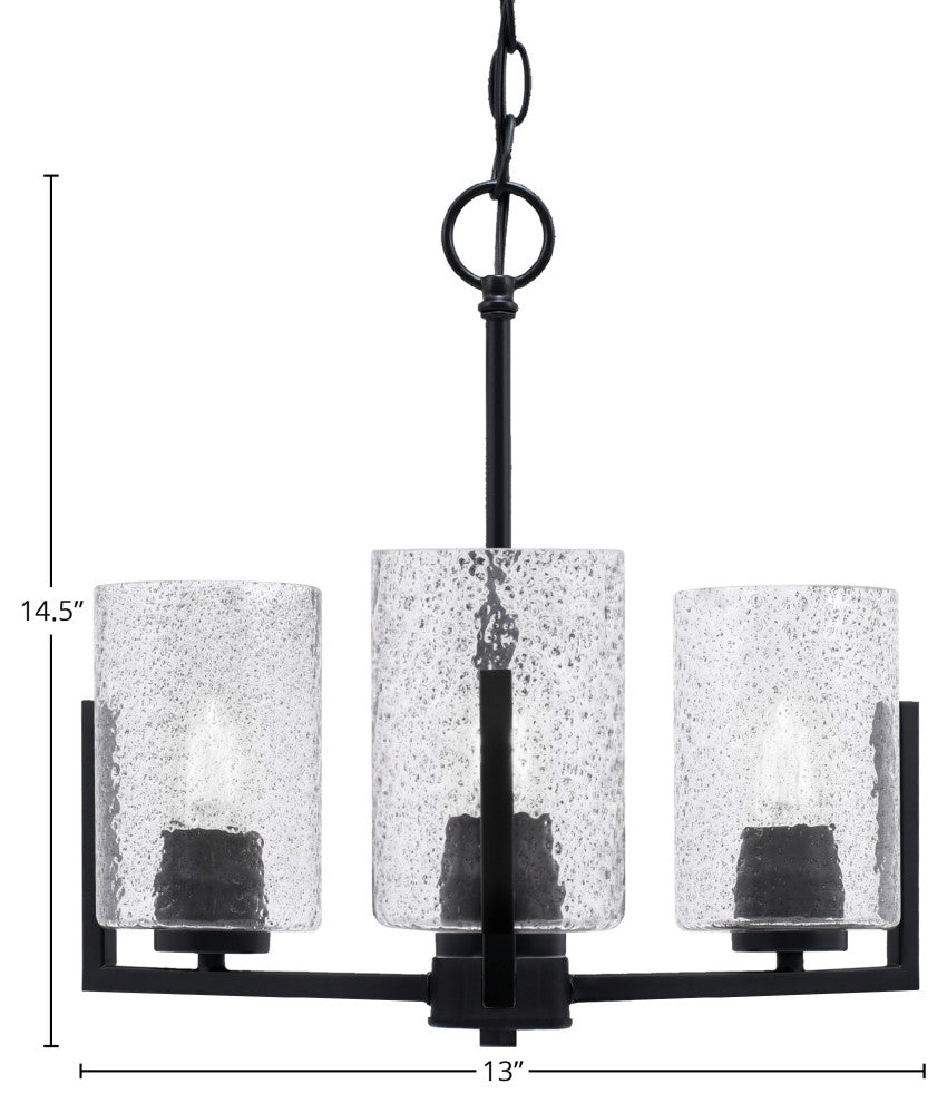 Atlas 3-Light Chandelier, Matte Black/Smoke Bubble
