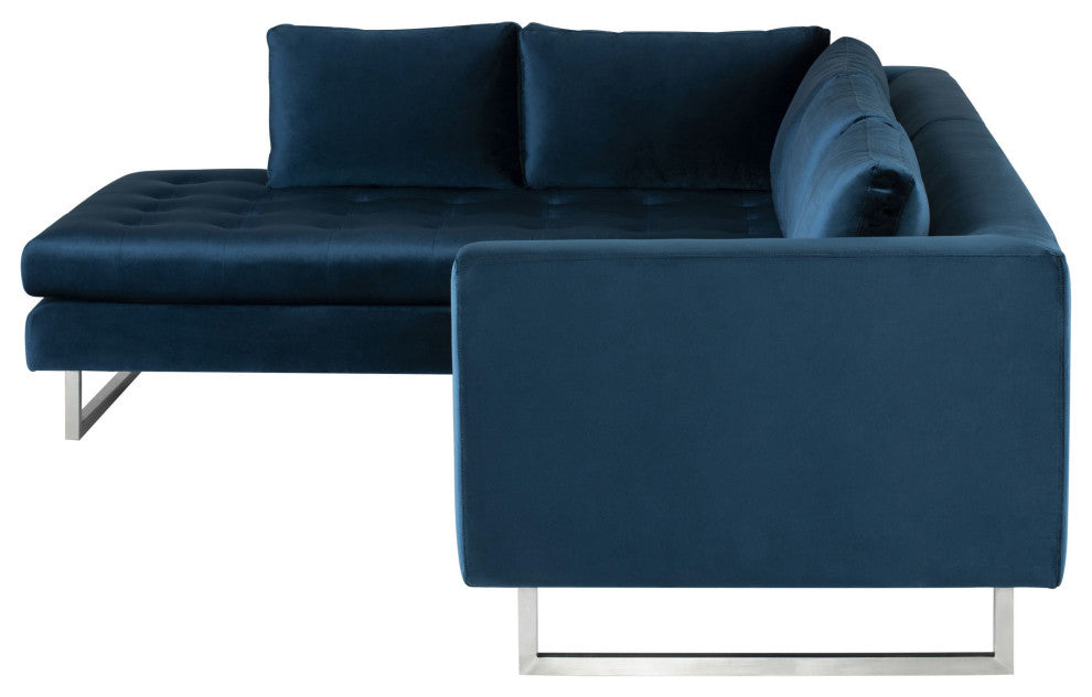 Janis Sectional Sofa Left Hand Facing in Midnight Blue Velour by Nuevo