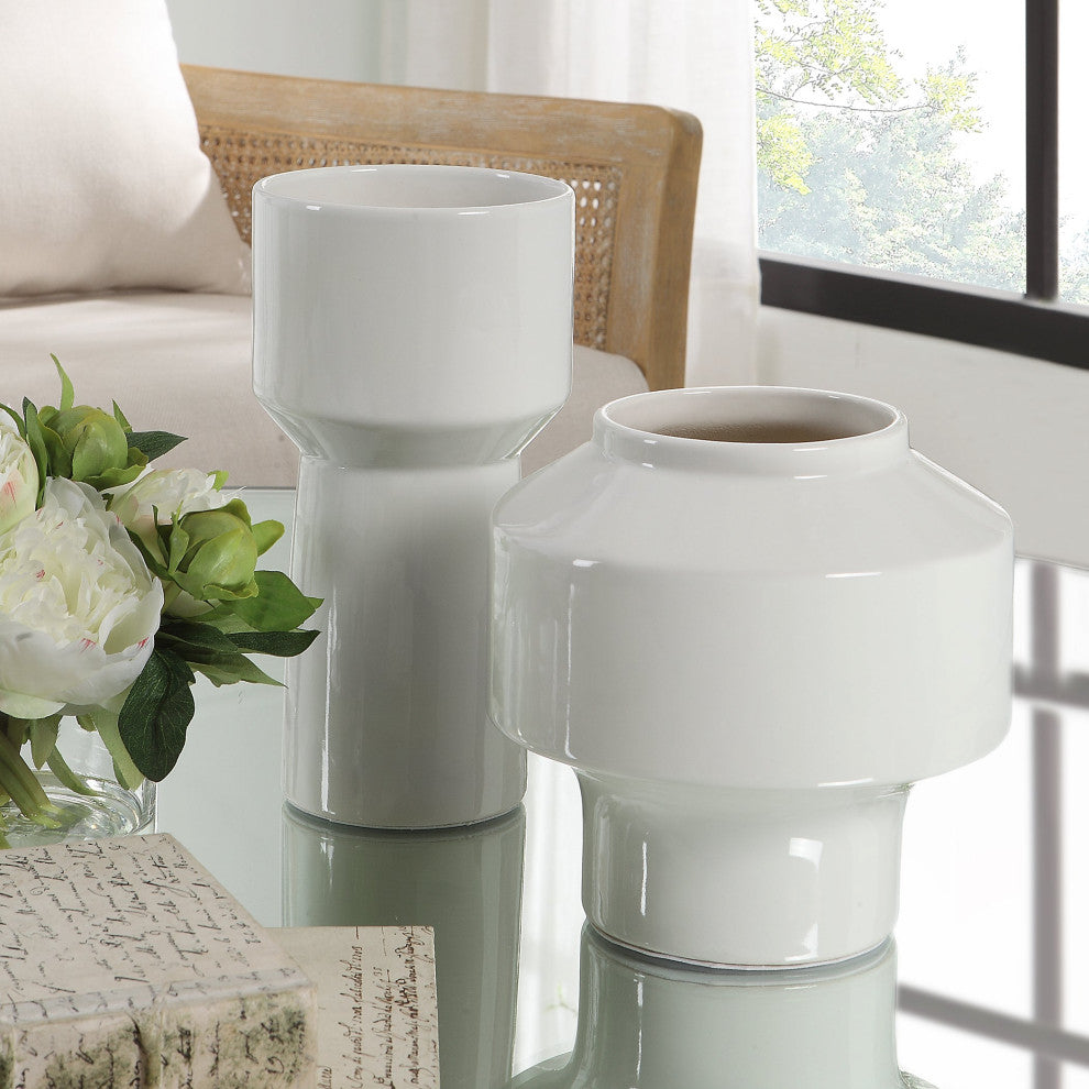 Uttermost Illumina Abstract White Vases, Set of 2
