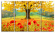 Beautiful Autumn Yellow Tree, Floral Canvas Art Print, 48"x28", 4 Panels