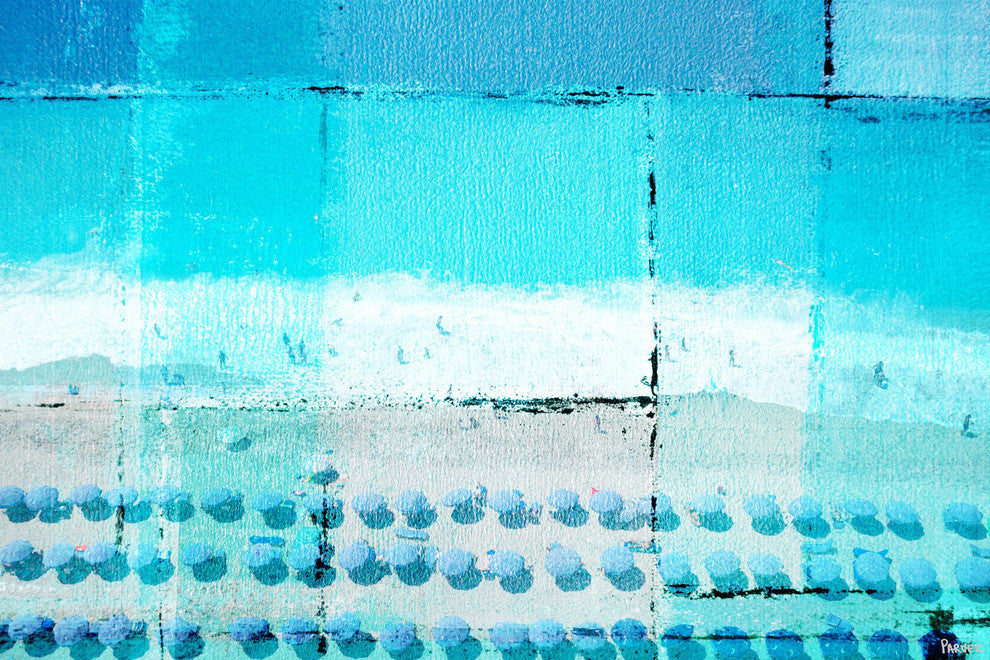 "Umbrella Haze" Painting Print on Wrapped Canvas, 18"x12"