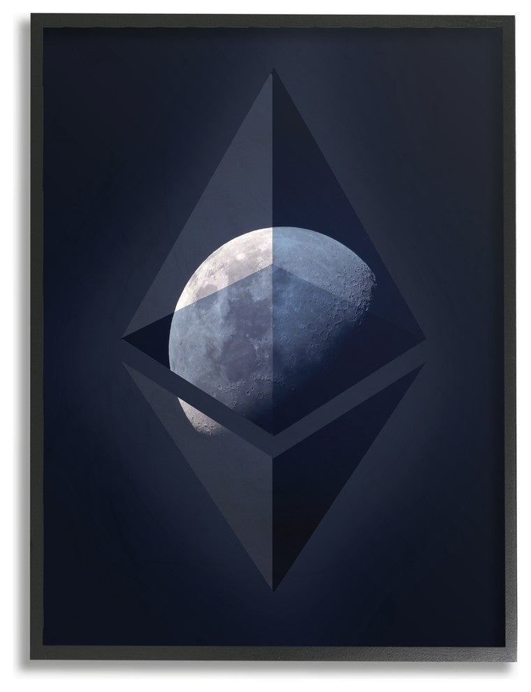 Ethereum On The Moon Framed Giclee Texturized Art, 11x14