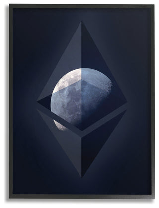 Ethereum On The Moon Framed Giclee Texturized Art, 11x14