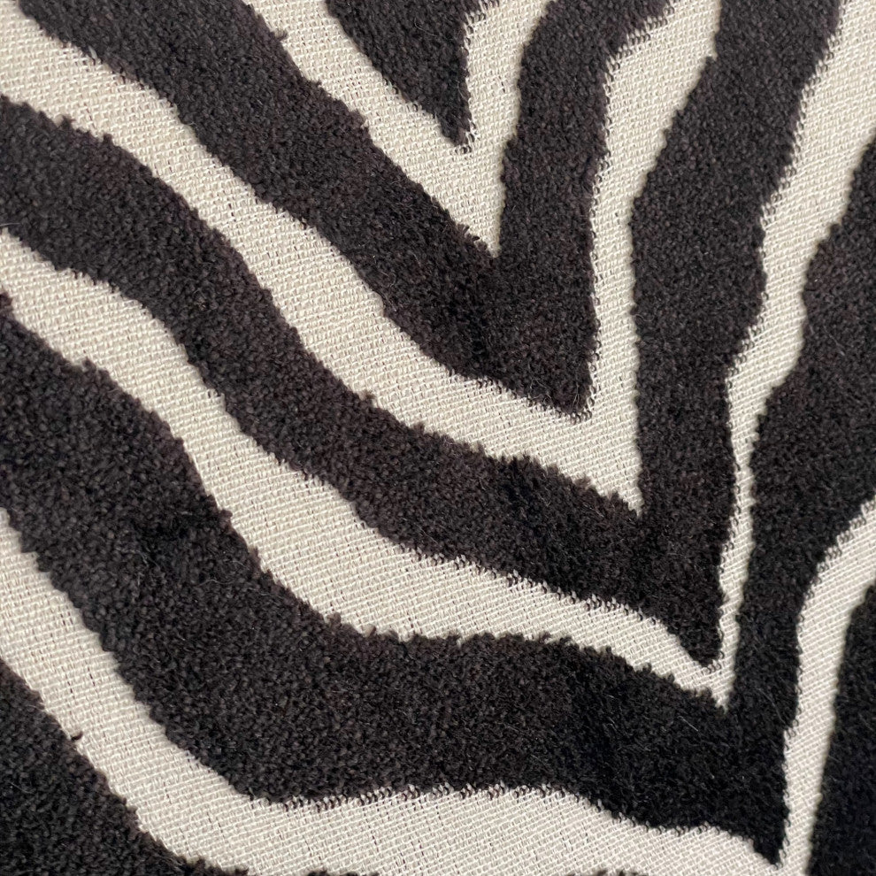 Plutus Black Zebra Black Animal Motif Luxury Throw Pillow, Double Sided  26"x26"