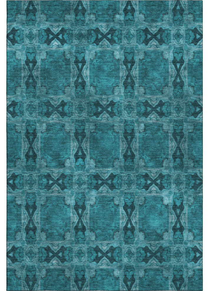 Premium Machine Washable Mayfield AMF564 Teal 5' x 7'6" Rug