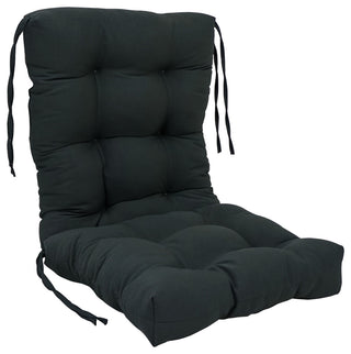 18"x38" Solid Twill Tufted Chair Cushion, Black