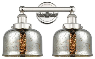 Edison Large Bell 2-Light 16" Vanity Light, Polished Nickel With Mercury Shade