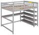 Gewnee Full Size Loft Bed with Storage Shelves and Under-bed Desk
