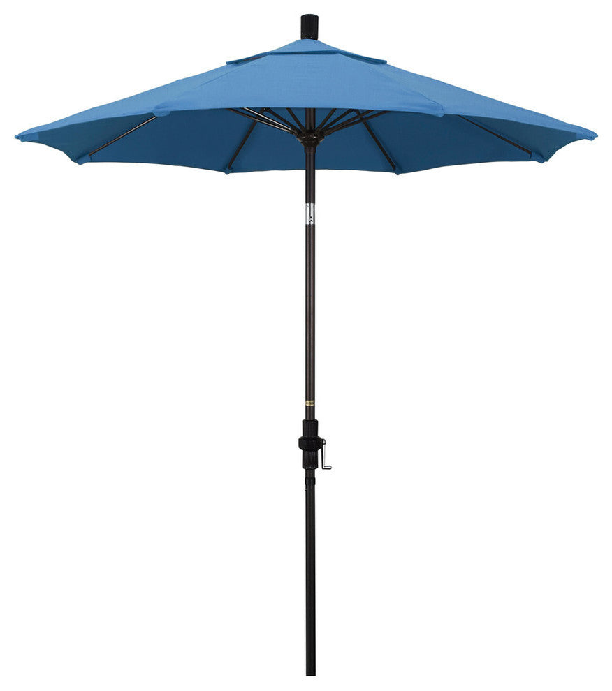 7.5' Bronze Collar Tilt Lift Fiberglass Rib Aluminum Umbrella, Pacifica, Capri