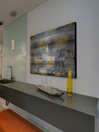 "NYC in Yellow" Print on Brushed Aluminum, 60"x40"