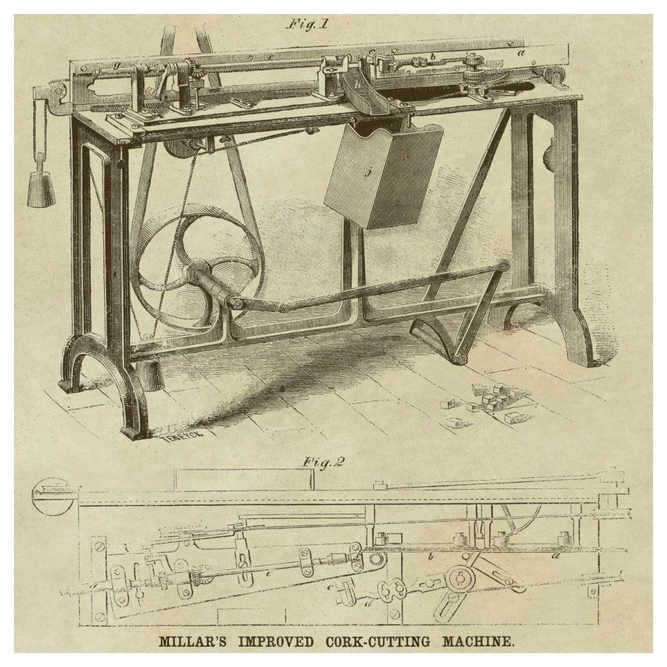 "Millar's Improved Cork Cutting Machine" Print by Inventions, 24"x24"