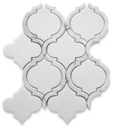 Thassos White Marble Arabesque Baroque Lantern Waterjet Tile Polished, 1 sheet
