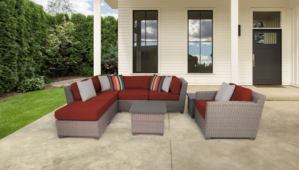 Florence 8 Piece Outdoor Wicker Patio Furniture Set 08g, Terracotta