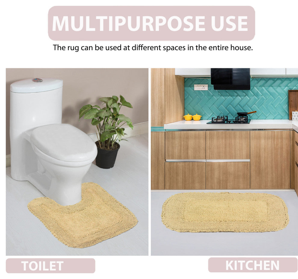 Radiant Collection Bath Rugs Set, 3-Piece Set With Runner, Yellow