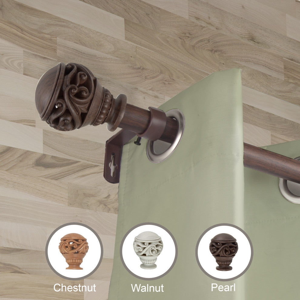Reed 1" Diameter Curtain Rod, Dark Walnut, 170-240"