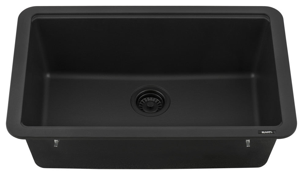 Ruvati RVG2310BK 30" Granite Composite Workstation Dual Mount Kitchen Sink