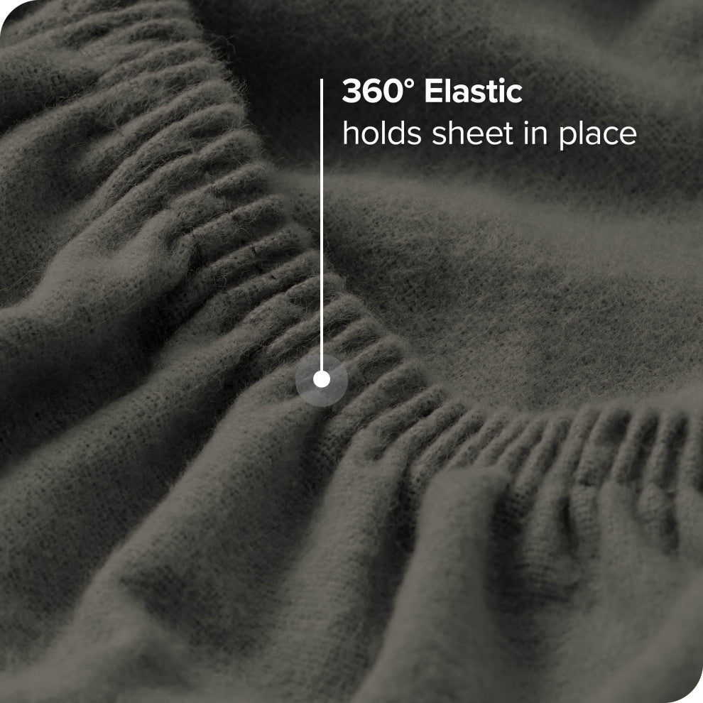 Bare Home Cotton Flannel Sheet Set, Gray, Twin Xl