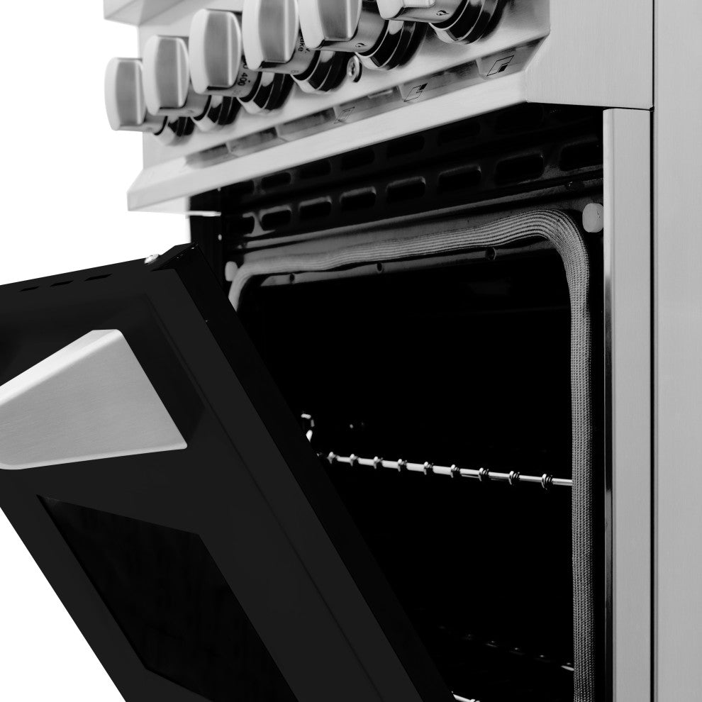 ZLINE 24 In. Professional Dual Fuel Range With Black Matte Door, RA-BLM-24