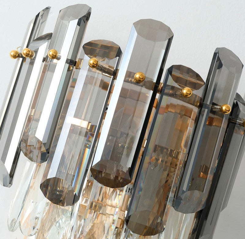 Cordoba | Smokey gray crystal wall lamp, Clear Crystal