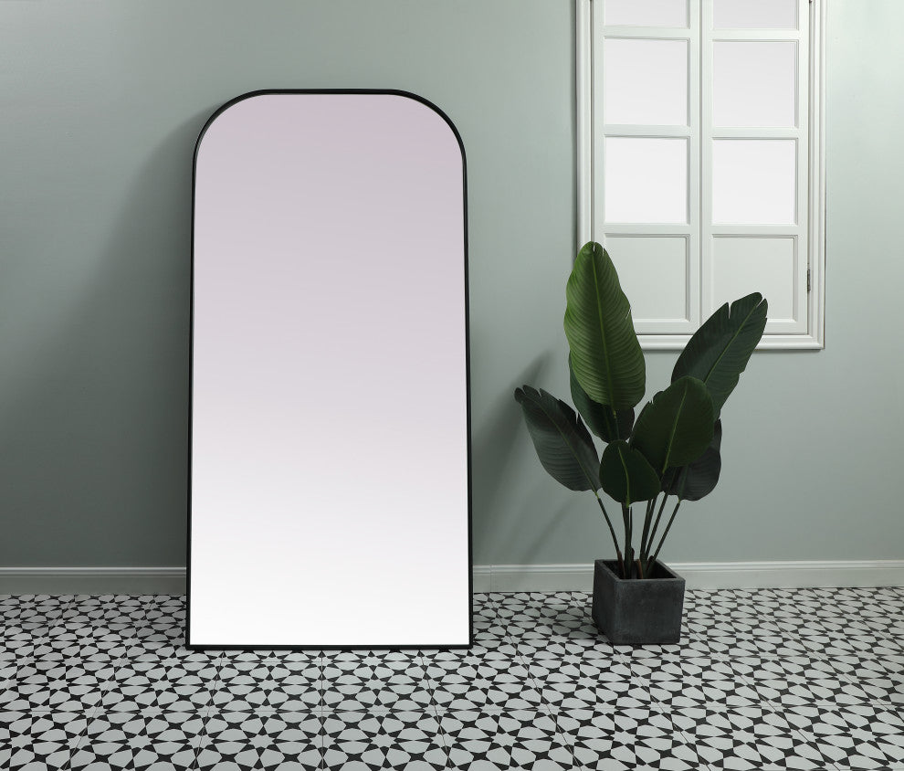 Metal Frame Arch Full Length Mirror 35X72 Inch, Black