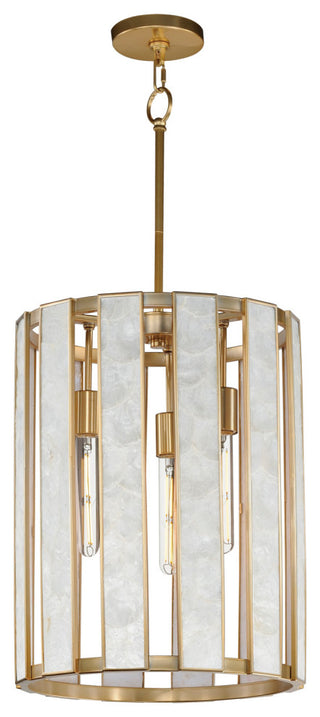 Maxim 12802 Miramar 3 Light 15"W Pendant - Capiz / Natural Aged Brass