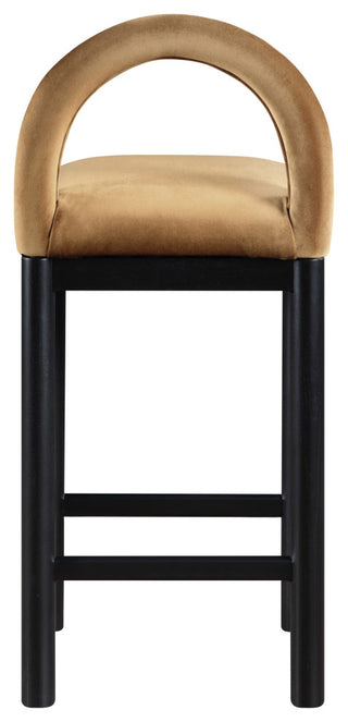 Conrad Upholstered Bar and Counter Stool, Saddle, Velvet, Black