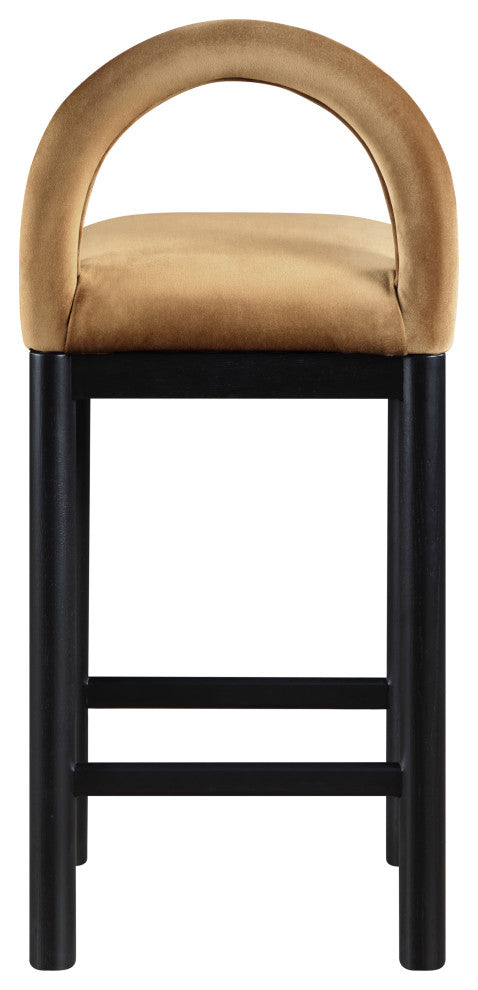 Conrad Upholstered Bar and Counter Stool, Saddle, Velvet, Black