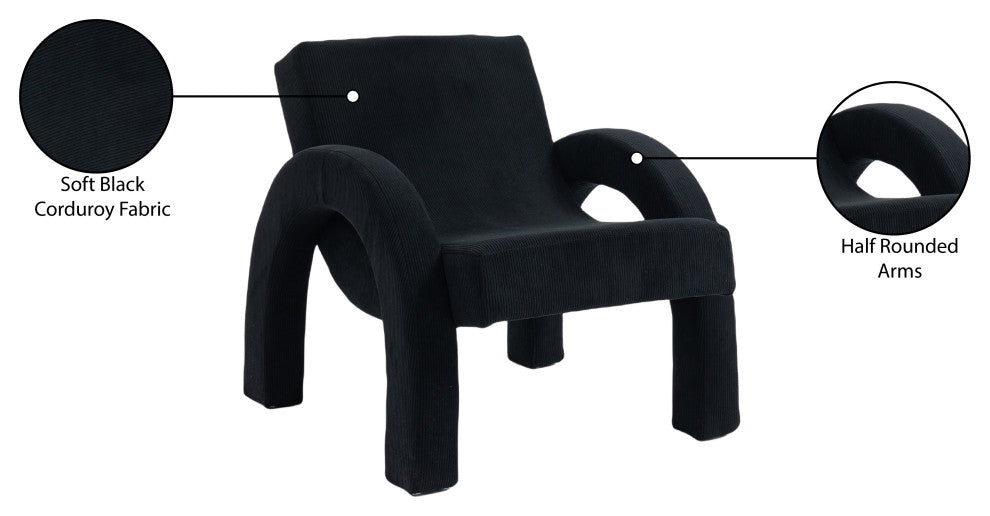 Corduroy Fabric Upholstered Accent Chair, Black