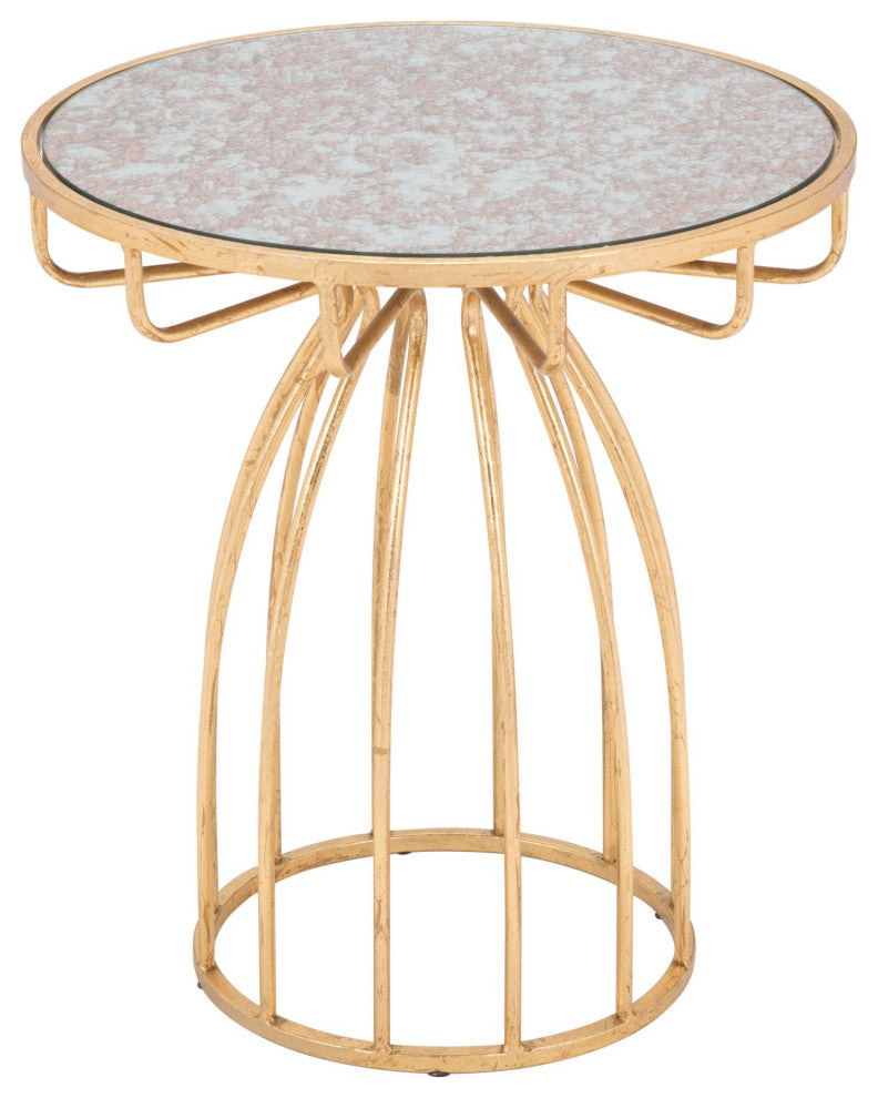 Sofa Side Table, Round, Glass, Steel Metal, Gold, Lounge Cafe Lobby Hospitality