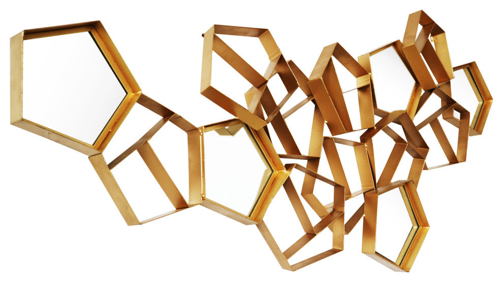 Retro Pentagon Mirror Wall Dcor - Gold