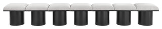 Pavilion Boucle Fabric Upholstered 7-Piece Modular Bench, Cream, Black Finish
