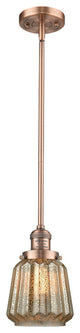 1-Light Chatham 6" Mini Pendant, Antique Copper, Glass: Mercury Plated