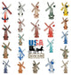 Blue, Ivory Windmill, Working Dutch Garden Weather Vane, Amish Made, 41"