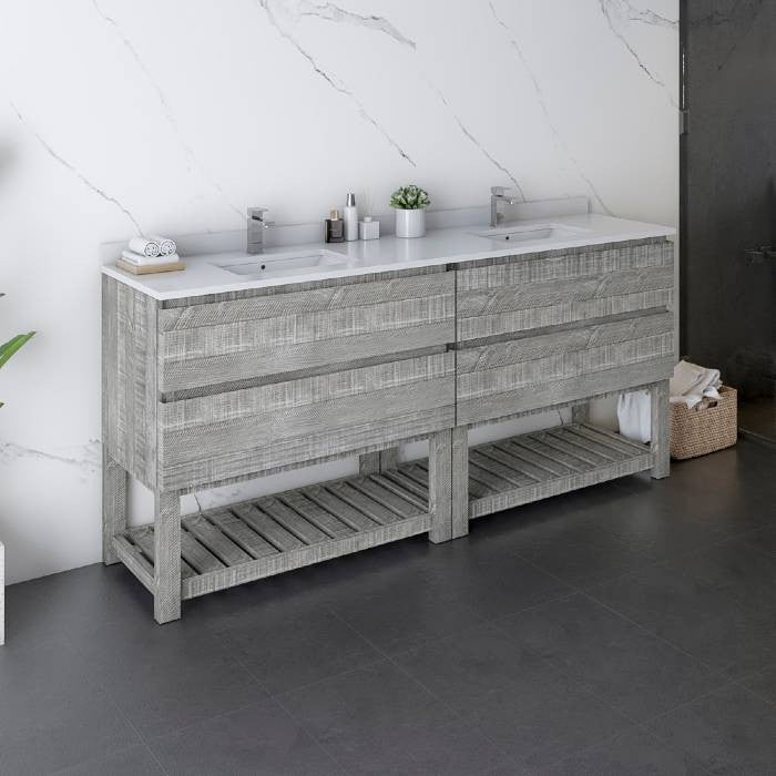Fresca Formosa Modern 72" Ash Open Bottom Double Sink Bathroom Vanity