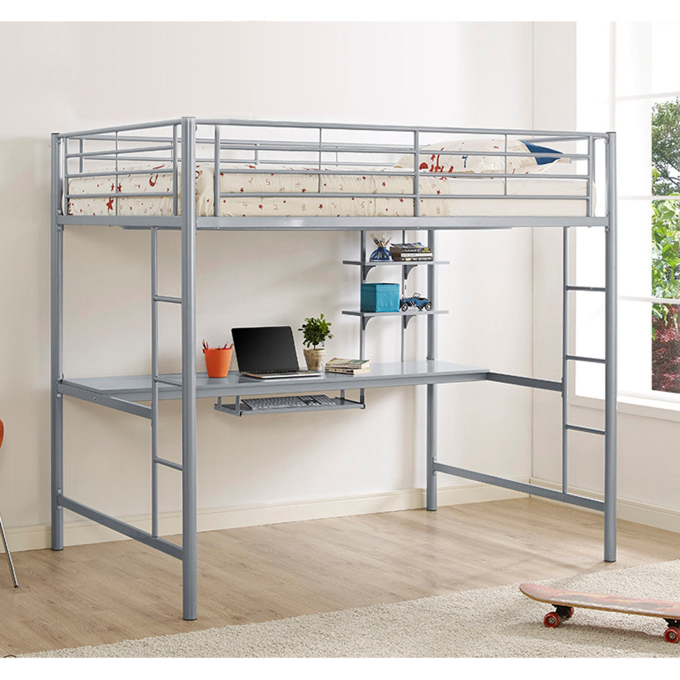 Roseto WEIF38478 Full Steel Loft Bed - Black