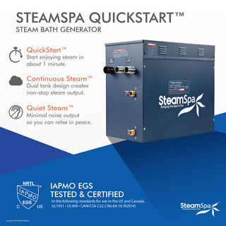 10.5 KW QuickStart Acu-Steam Bath Generator,Built-in Auto Drain,Polished Chrome