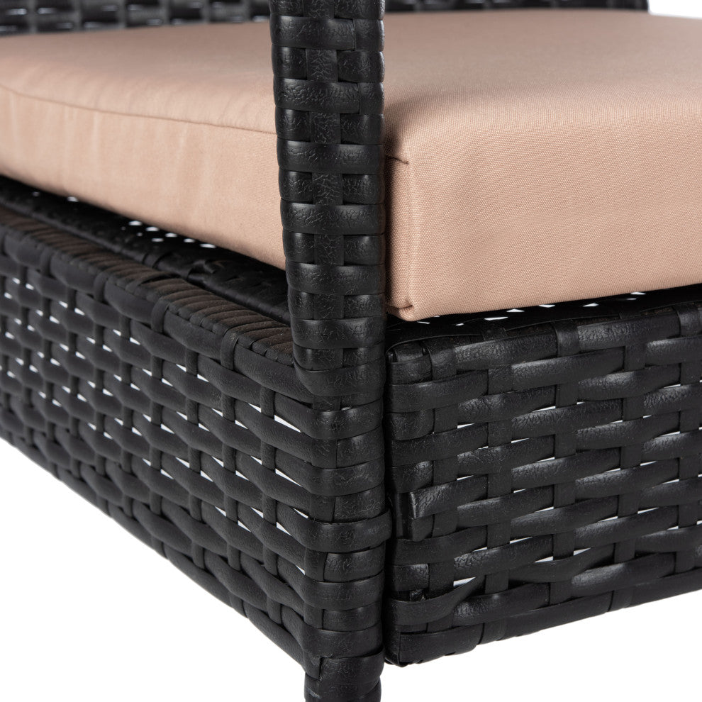 Safavieh Moore 3-Piece Outdoor Lounge Set Black/Beige