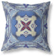 16" Blue Cream Geo Tribal Suede Throw Pillow