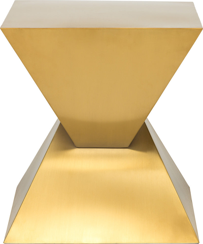 Giza Side Table, Brushed Gold Stainless Steel End Table, Modern Accent Table