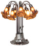 24" High Dark Amber Tiffany Pond Lily 12 Light Table Lamp