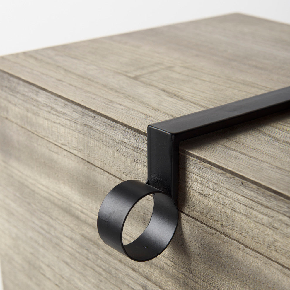 Josh Light Brown Wood With Metal Detail Boxes, 2-Piece Set