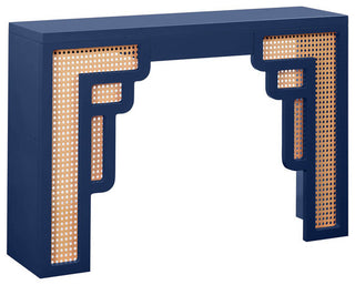 Suzie Navy/Rattan Console Table